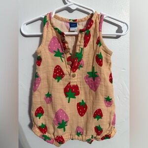 Old Navy Strawberry Print Kids Top - Pink and Green